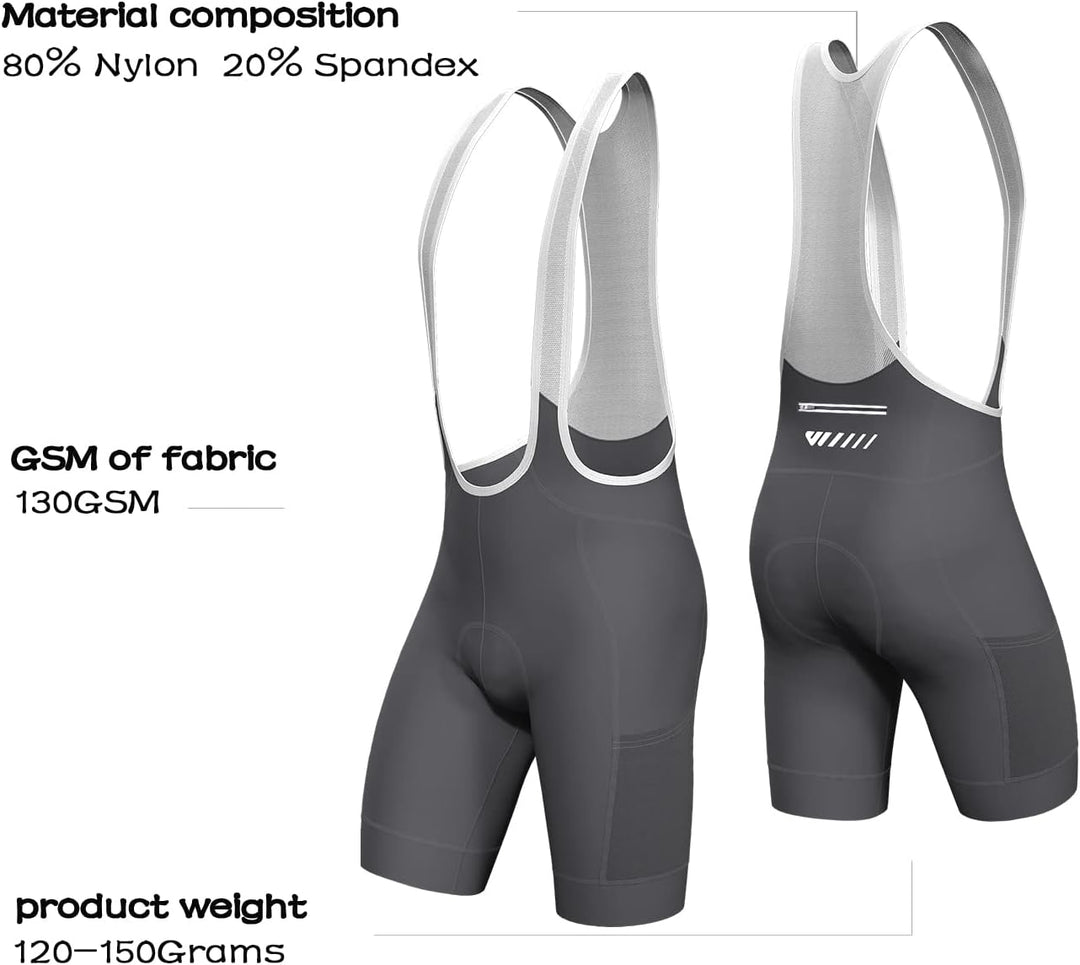 Lo.gas Herren Radfahren Bib Shorts, Gel Gepolstert Mit Taschen, Atmungsaktiv Quick-Dry für Männer M