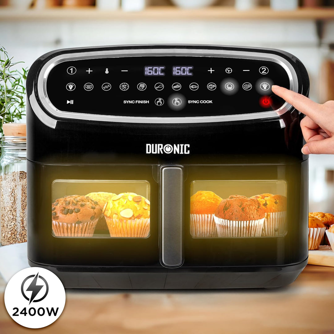Duronic AF14 BK Heissluftfritteuse, XXL Heissluftfriteuse mit 10 Liter für Pommes, Friteuse HLF 10L