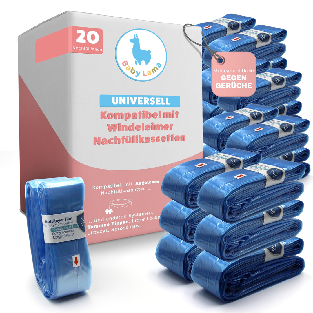 20 Stück Nachfüllfolie für Windeleimer-Nachfüllkassetten, kompatibel mit Angelcare, Litter Locker, L