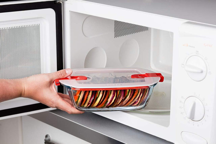 Pyrex 1451130 Cook and Heat Cook & Heat – Set aus 3 Lebensmitteln, rechteckig, Glas 1,1 l, mit luftd