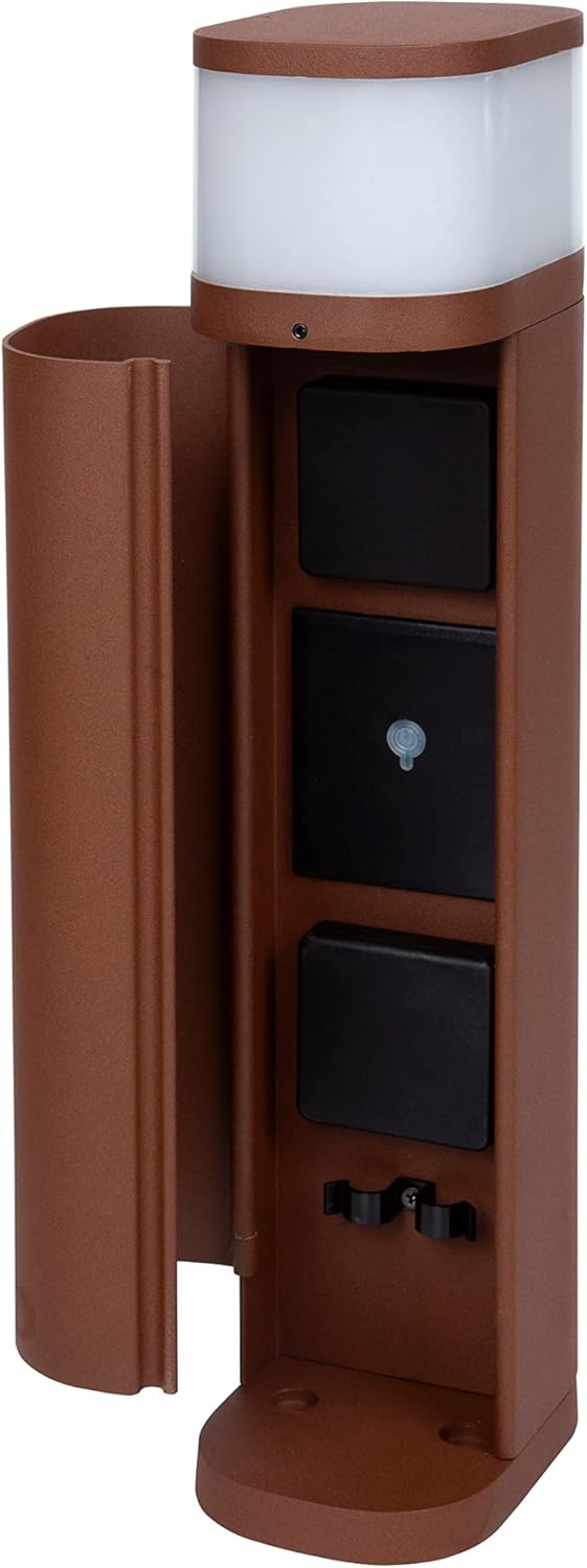 BOLD 19493 VOLO smarte Garten Steckdose aussen (Steckdosen-Säule) Rostfarben (2x Schuko | Smart Home