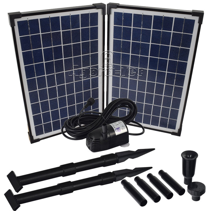 Agora-Tec® AT-20W Solar Teichpumpe 20 Watt Hmax.: 1360l/h Fontainenhöhe: 2,10m für Gartenteich oder