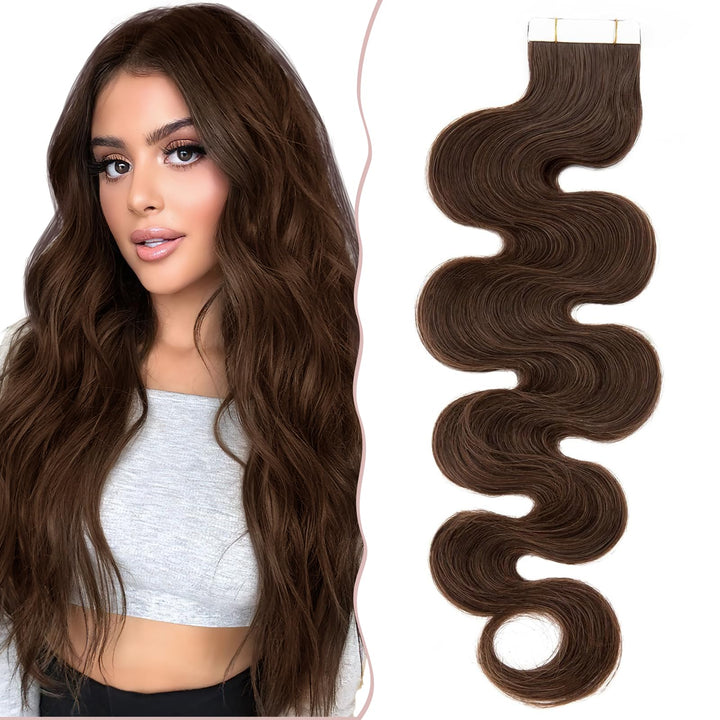 SEGO Tape Extensions Echthaar GEWELLT 14zoll/35cm 20 Stück Klebeband Haarverlängerung 100% Remy Haar