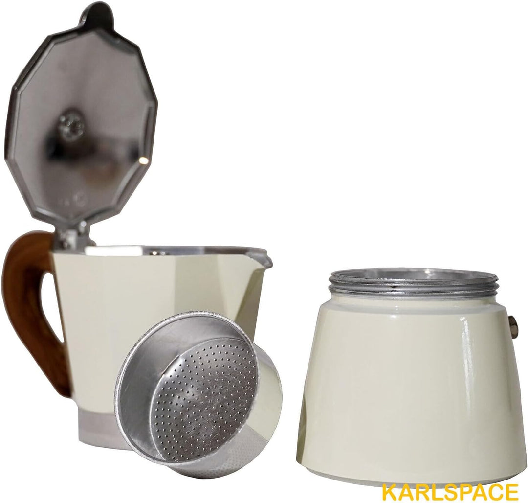 Karlspace Premium-Espressokocher Kaffee Aluminium für 6 Tassen - in verschiedenen Farben - Herdplatt