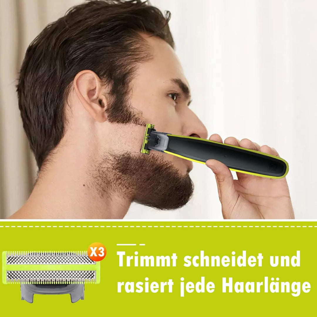 3 Stück Ersatzklingen für Philips Elektrischer Bartstyler, Face & Body Wasserdichte Ersatzköpfe Ersa
