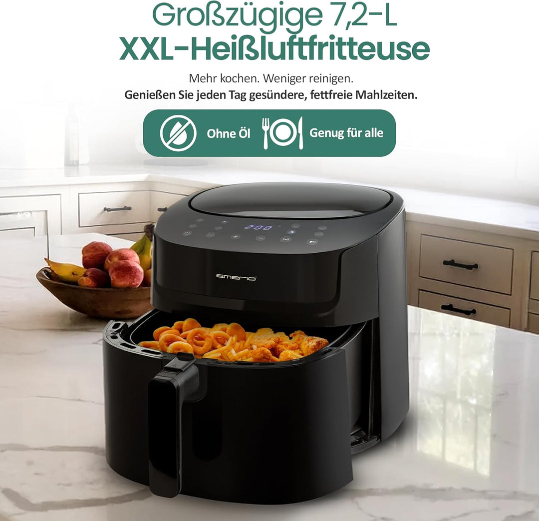 Emerio riesige digitale Heissluftfritteuse, TOP AirFryer, Frittieren ohne zusätzliches Öl, 7.2 Liter