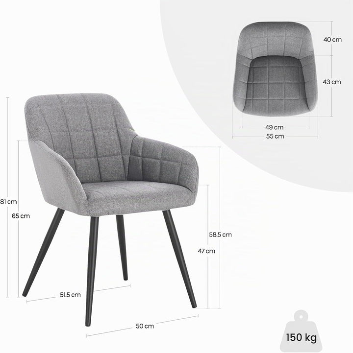 WOLTU 4 x Esszimmerstühle 4er Set Esszimmerstuhl Küchenstuhl Polsterstuhl Design Stuhl mit Armlehnen