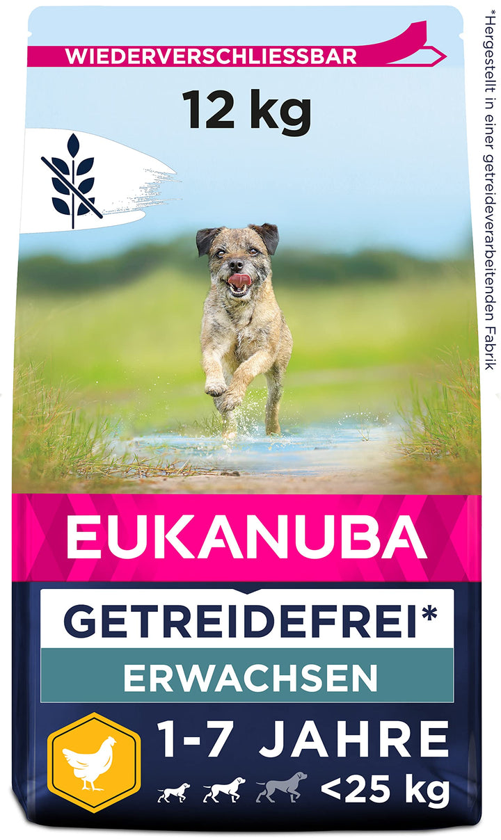 Eukanuba Hundefutter getreidefrei mit Huhn für kleine und mittelgrosse Rassen - Trockenfutter für au