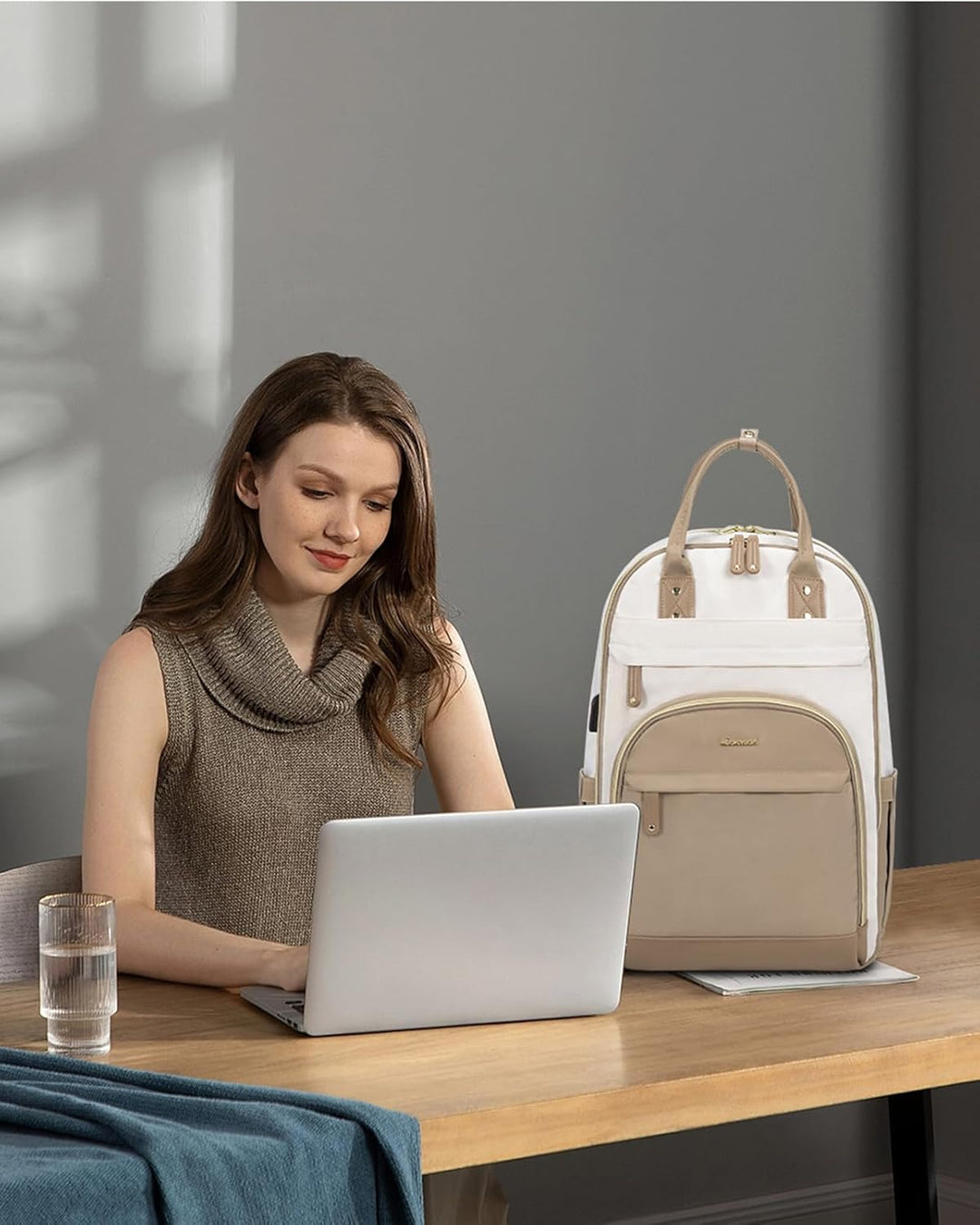 LOVEVOOK Rucksack Damen Gross, Laptop Rucksack 17 Zoll mit Laptopfach, Shulrucksack Mädchen Teenager