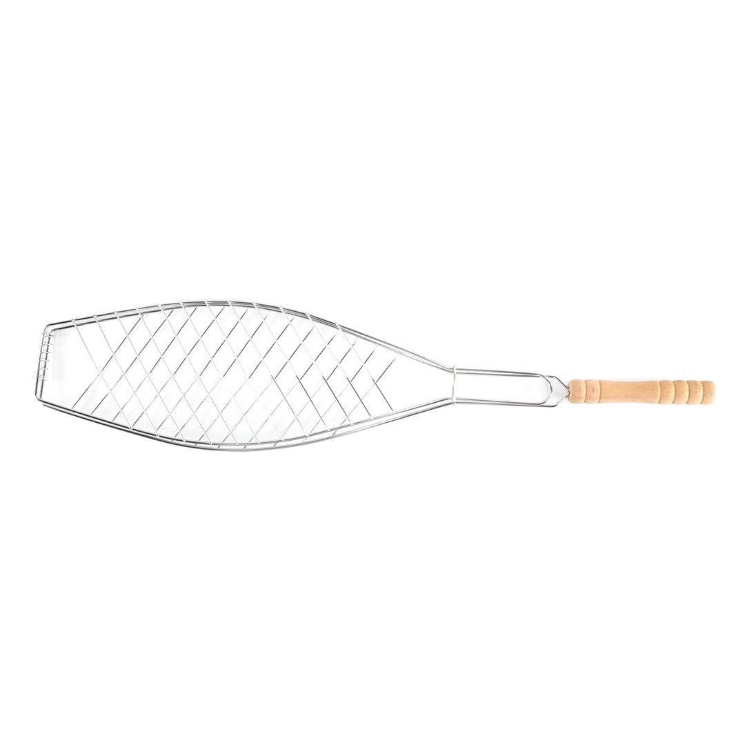Fischgrillhalter, Fischzange Zum Grillen, Gegrillter Fisch Mit Holzgriff Und Dickem BBQ-Grill