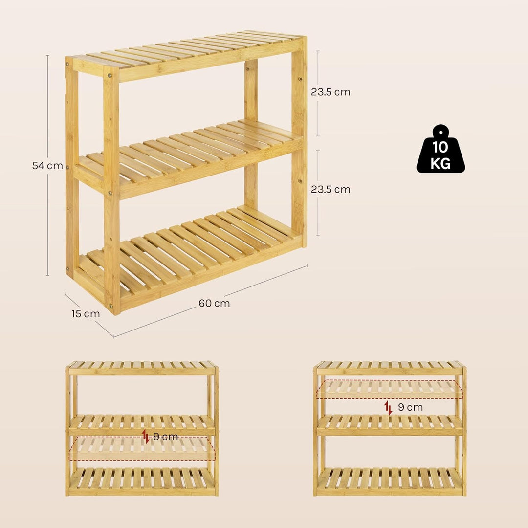 WOLTU Bambus Regal, Hängeregal, Badregal, Wohnzimmerregal, Badezimmerregal stehend, Bücherregal, Sch