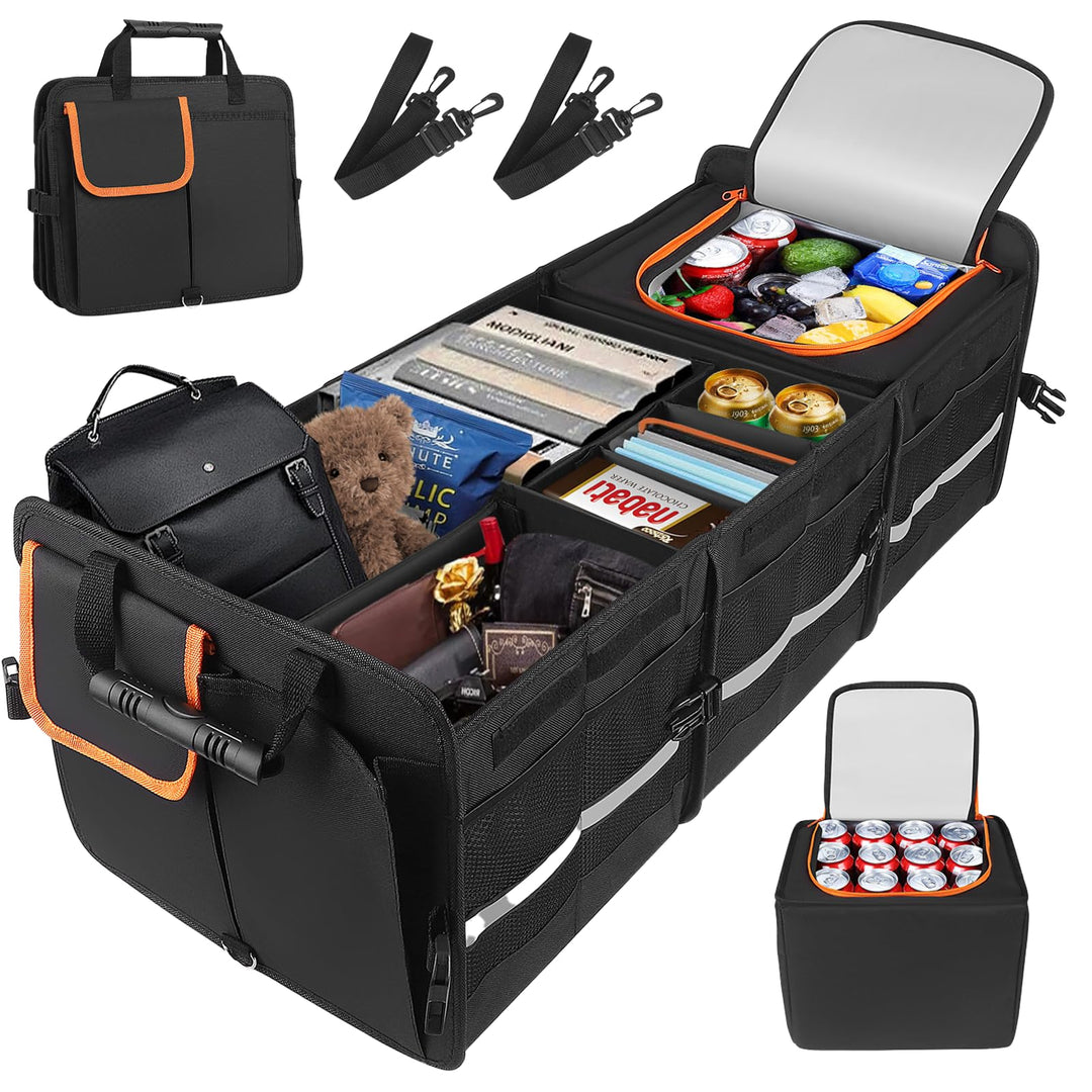 Kofferraum Organizer 115L, 90L Auto Organizer mit 25L Herausnehmbarer Isoliertasche, Kofferraumtasch