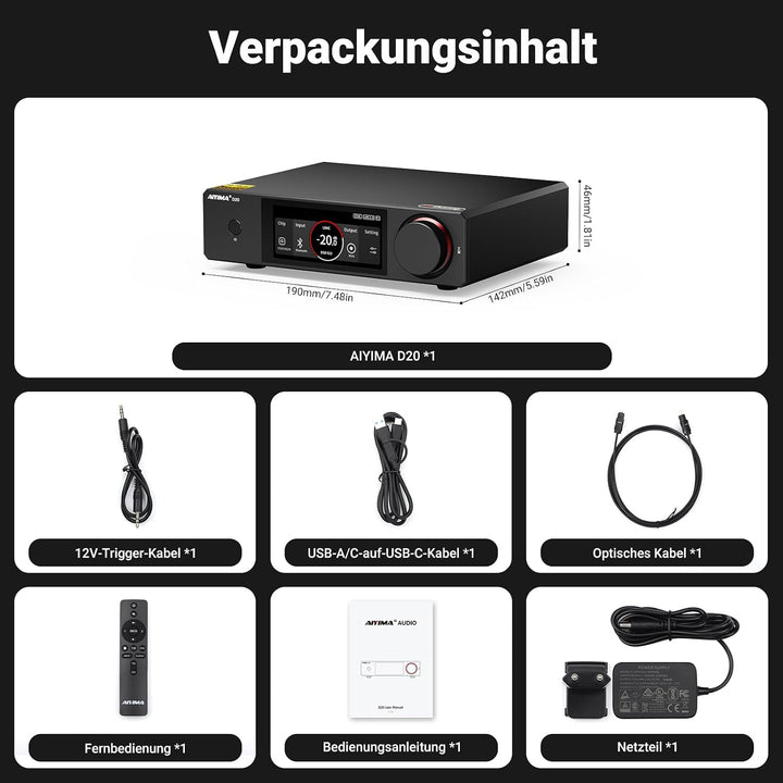 AIYIMA D20 Vollsymmetrischer Hifi-DAC mit zwei DAC-Chips ES9039Q2M AK4493S | XMOS XU316 Desktop-DAC,