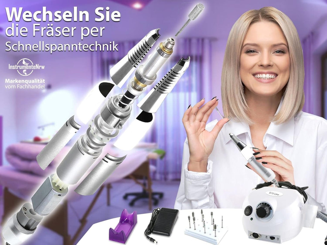 Profi Fusspflegegerät Maniküre Pediküre Set Fräser Gerät 0 bis 25.000 Umdrehungen (Grundgerät + DIA