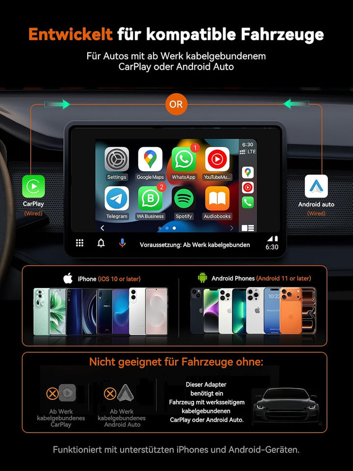 4-in-1 Wireless CarPlay Adapter für Apple CarPlay & Android Auto, AirPlay & MirrorLink Bildschirmspi