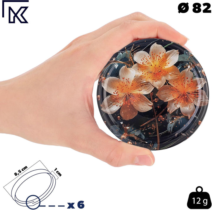 KADAX 10er Set Marmeladengläser 350ml TO82 Lilien, Einmachgläser Vorratsgläser Mason Jar mit Schraub
