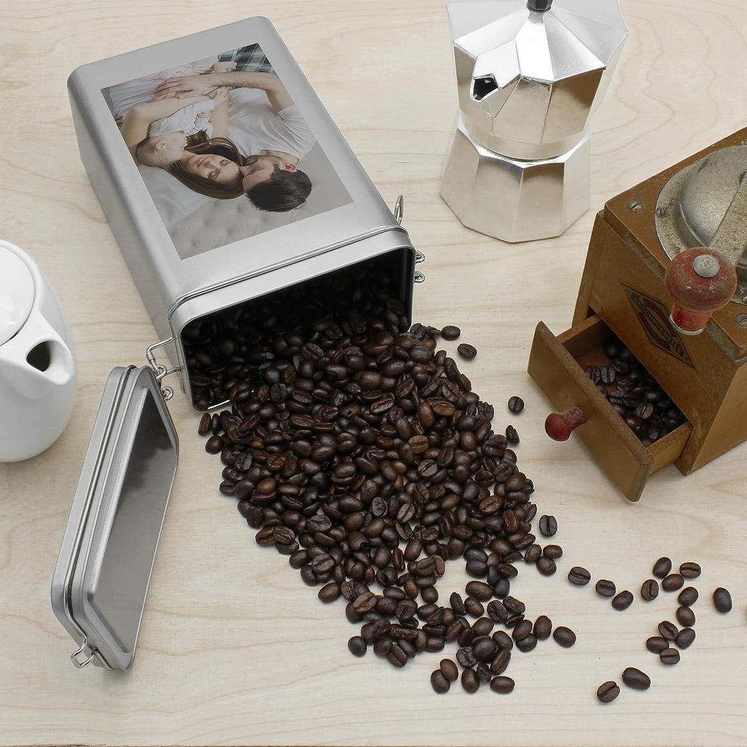 Personalisierte Kaffeedose mit Foto bedrucken lassen - Vorratsdose für Kaffee mit eigenem Motiv gest