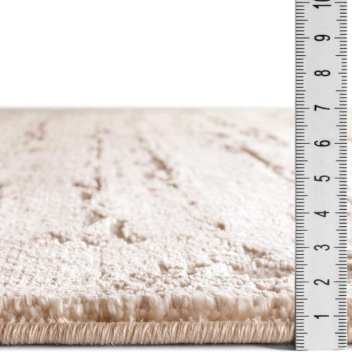 Rund Kurzflor Teppich Wohnzimmer Beige 120 cm, Moderner Super Soft Kurzflor Teppich 120 x 120 cm Bei