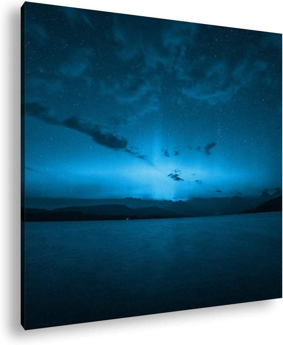 deyoli Dark Aurora Borealis Nordlicht Format: 70x70 Effekt: Monocrome Blau als Leinwandbild, Motiv f