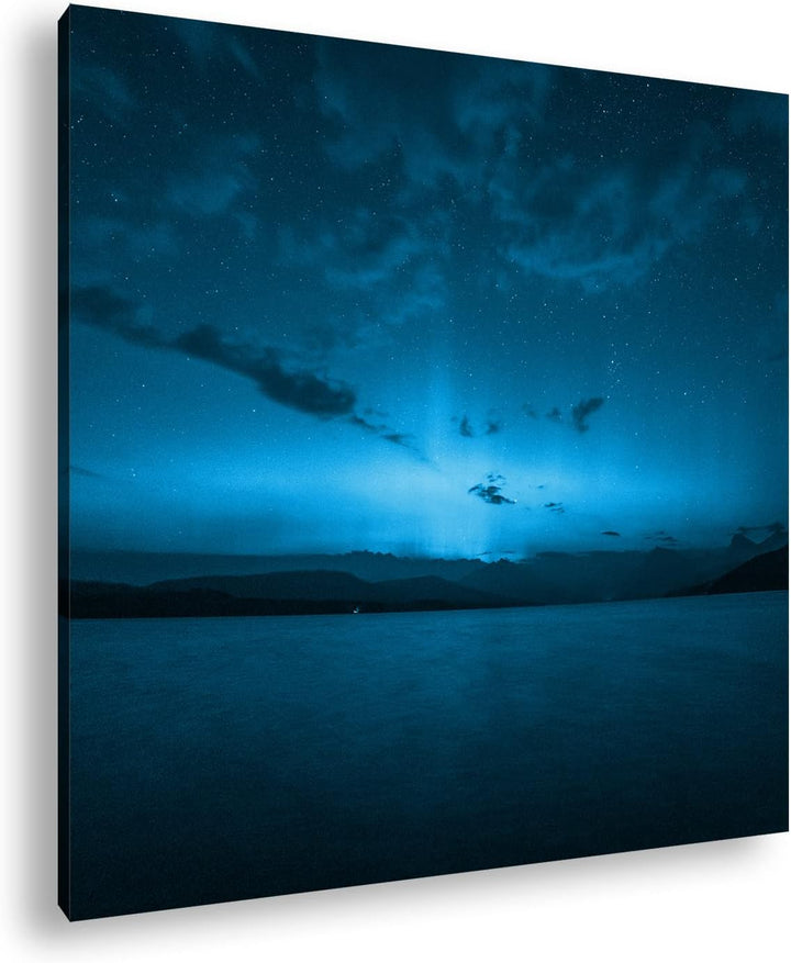 deyoli Dark Aurora Borealis Nordlicht Format: 70x70 Effekt: Monocrome Blau als Leinwandbild, Motiv f