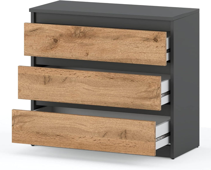 MRBLS Kommode mit 3 Schubladen Sideboard Schubladenschrank Kleiderschrank Modern Möbel mit Schublade