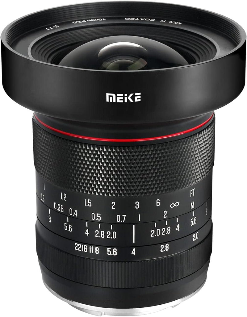 Meike 10 mm F2.0 grosse Blende, Weitwinkelobjektiv, manueller Fokus, APS-C-Objektiv, kompatibel mit