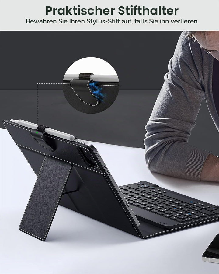 MoKo Universal Tablet Hülle mit Tastatur für 9-11 Tablets, Tablets, mit Abnehmbarer kabelloser Bluet