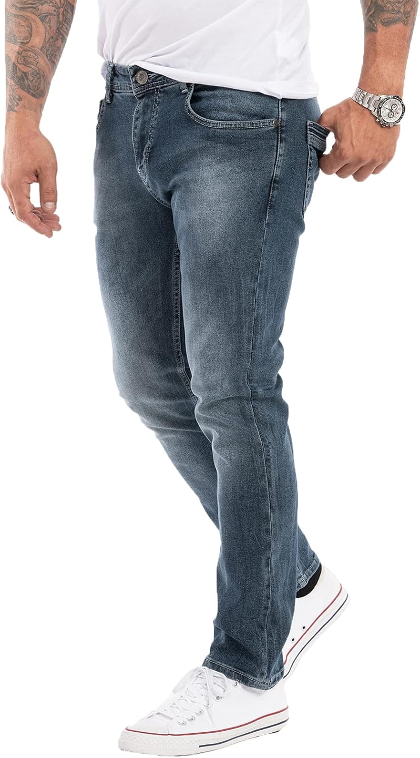 Indumentum Jeans Herren Slim Fit Hose Stretch 32W / 30L Blau - Is-307, 32W / 30L Blau - Is-307