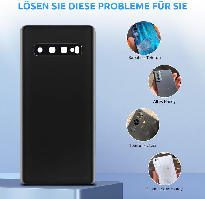 Eonpam Akkudeckel für Samsung Galaxy S10+ Plus G975 Rückseite Glas Backcover Ersatz Reparatur Set mi