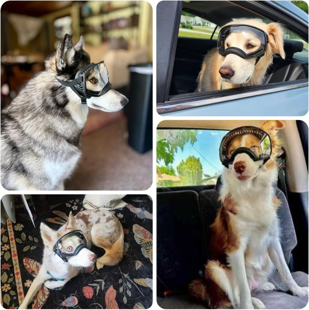 PETLESO Hundebrille Winddichte Hunde Sonnenbrille Hund Schutzbrille mit Verstellbare Band Geeignet f
