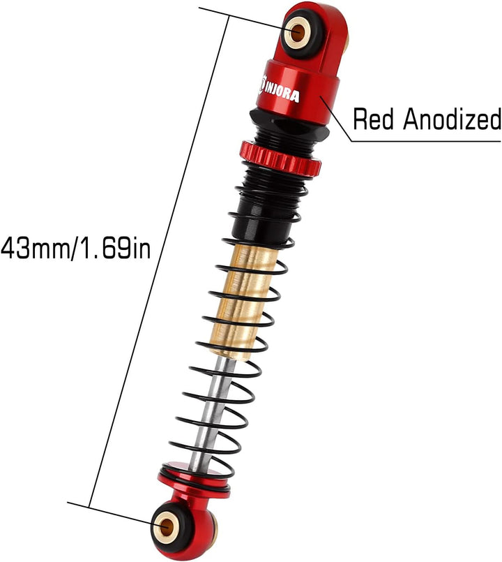 INJORA RC Stossdämpfer 43 mm Gewinde Tele Shocks RC Auto Dämpfer für 1/24 RC Crawler Axial SCX24 AXI