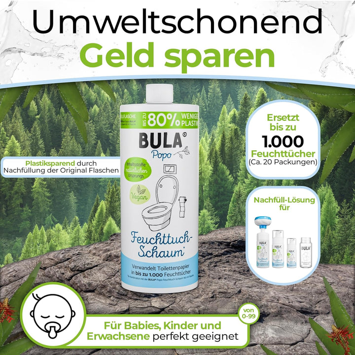 BULA® Popo NACHFÜLL-Flasche (750 ml) NUR ZUM AUFFÜLLEN unserer 150 u. 50 ml-Flasche! | ersetzt bis z