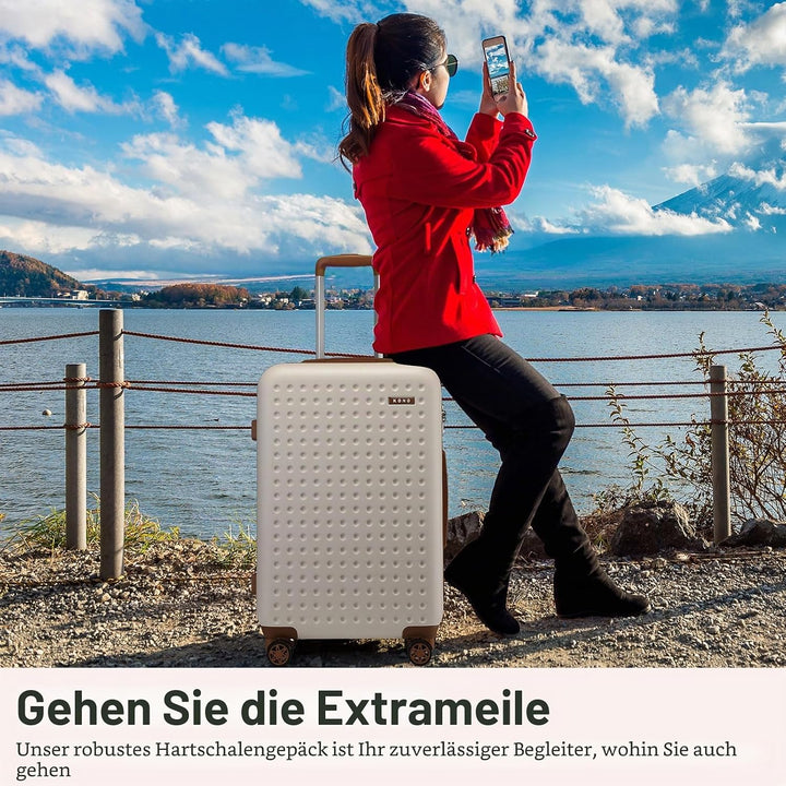 KONO Koffer Reisekoffer Trolley Kofferset 4 Teilig von ABS+PC Hartschalenkoffer mit TSA-Schloss, 4 R