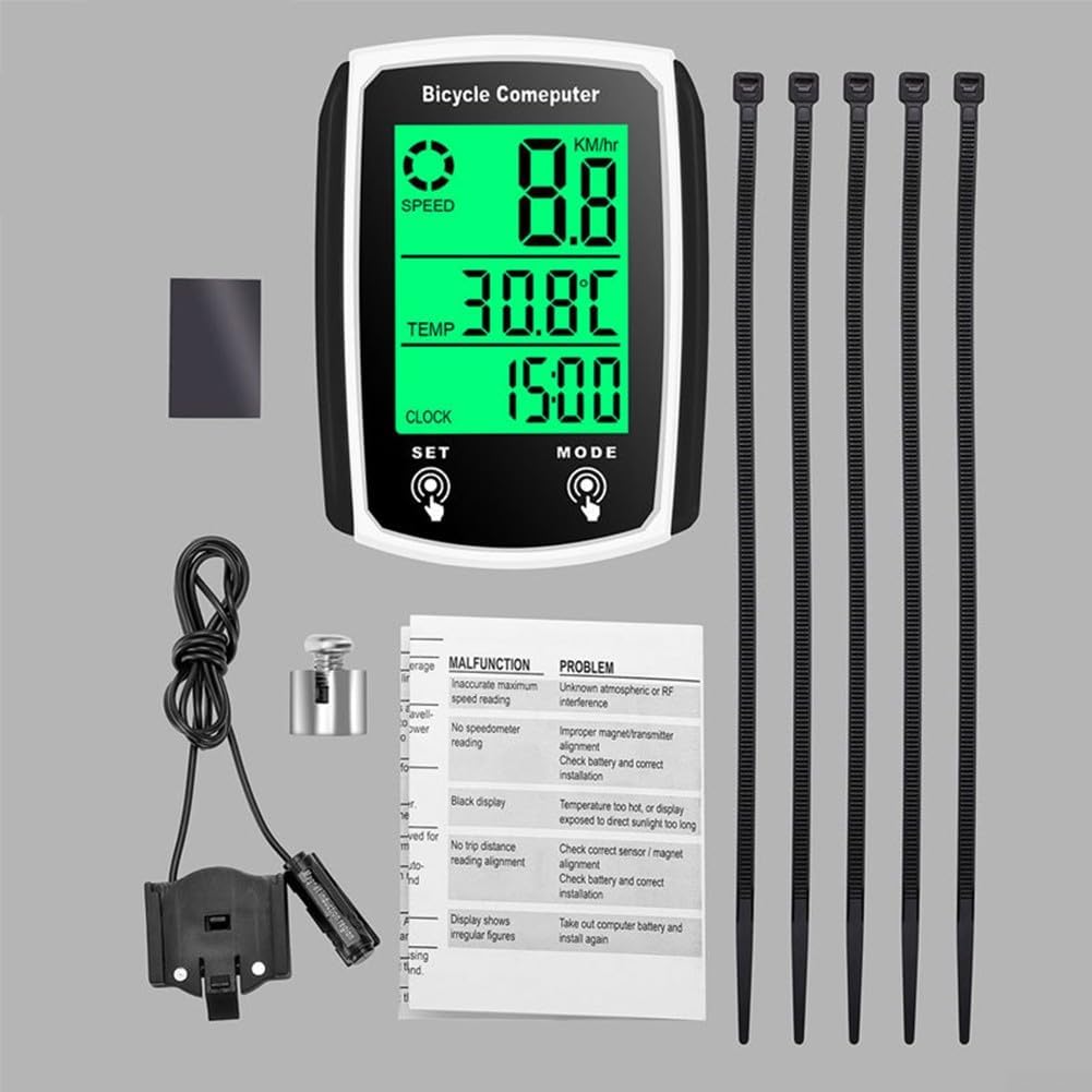Fahrradcomputer Fahrrad Wasserdicht Kabelgebundener Tachometer Fahrrad Kilometerzähler mit LCD Displ