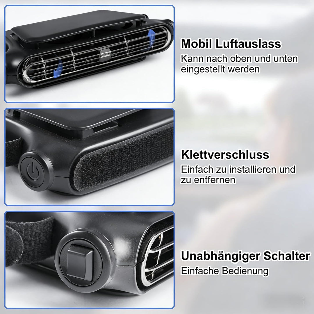HoldOneLight Tragbarer Hand-Turbo-Ventilator mit Eiskühlung, 5-Gang, wiederaufladbar, faltbar, 3-in-