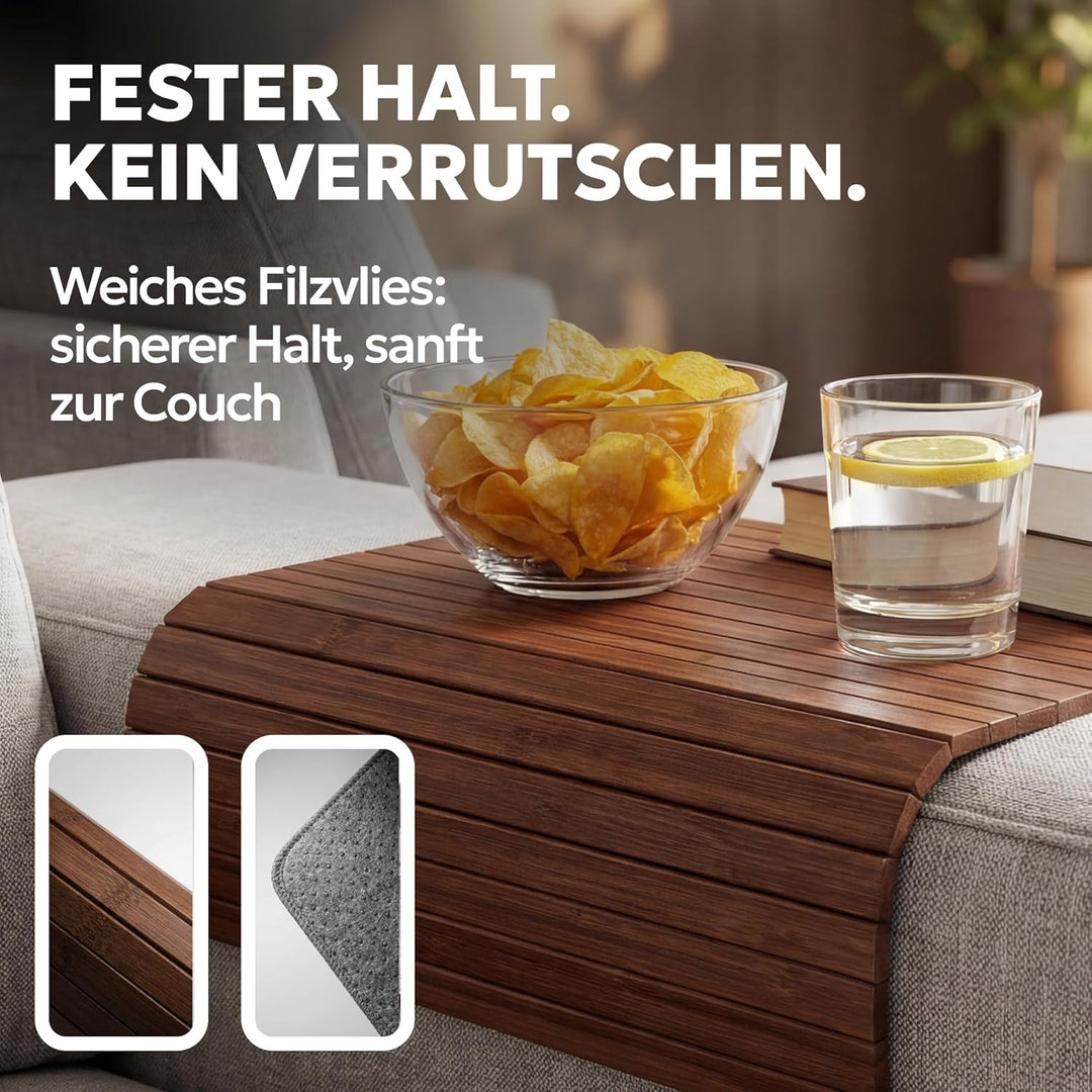 BAM BOO BOX Sofatablett aus Bambus - Couch Tablett flexibel - Sofatablett Armlehne - Sofa Tablett Ho