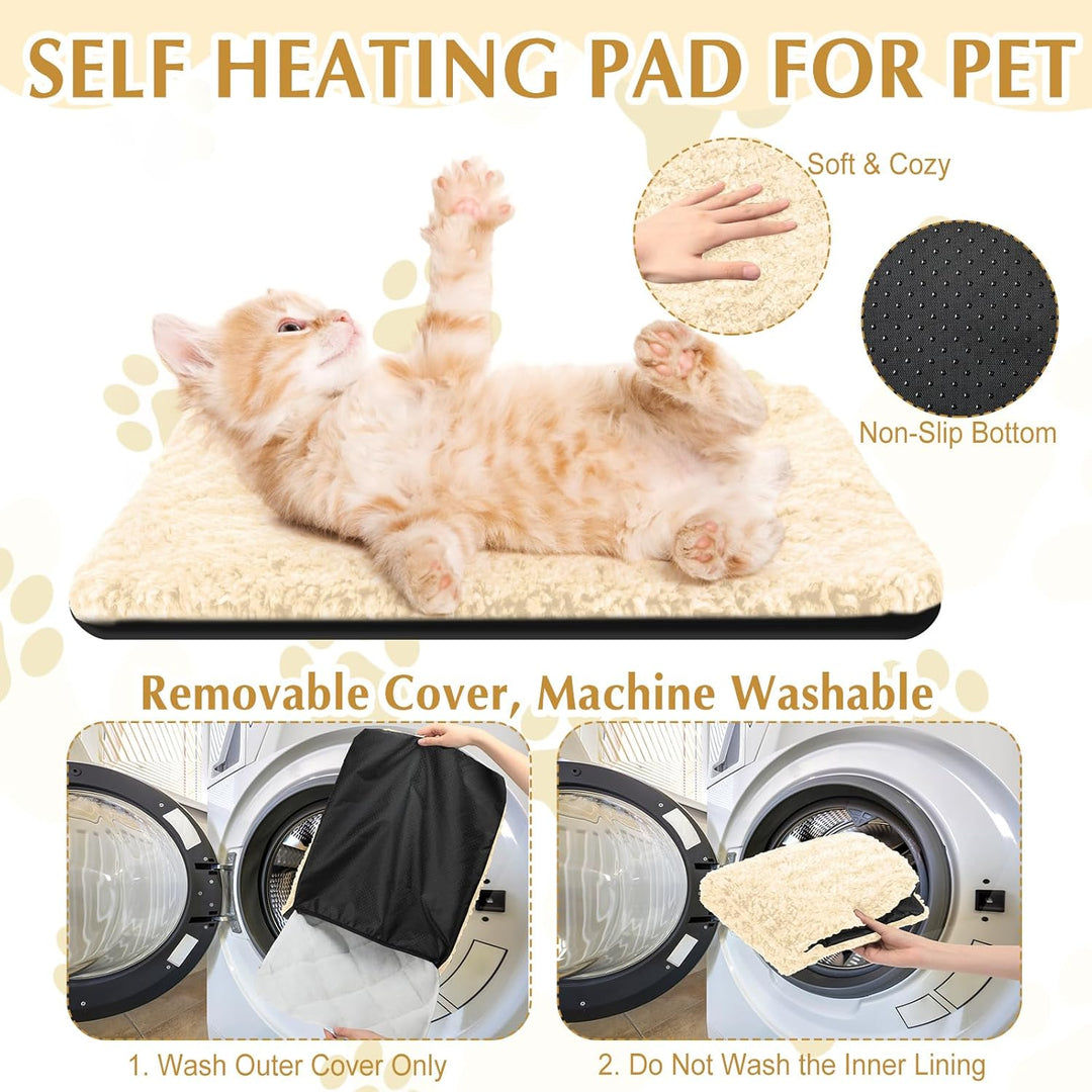 Photect 4 Coussins Auto-Chauffants pour Animaux de Compagnie Tapis pour Chien Lavable Amovible Fond