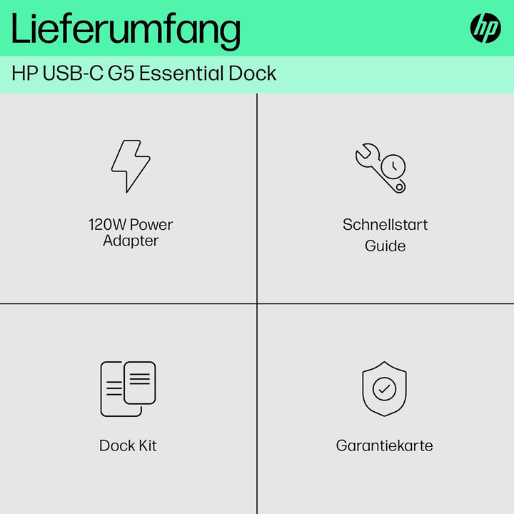 HP USB-C G5 Essential Dockingstation | USB-C Hub | USB Hub | Thunderbolt | USB-C | USB 3.0 | 2x 1.4