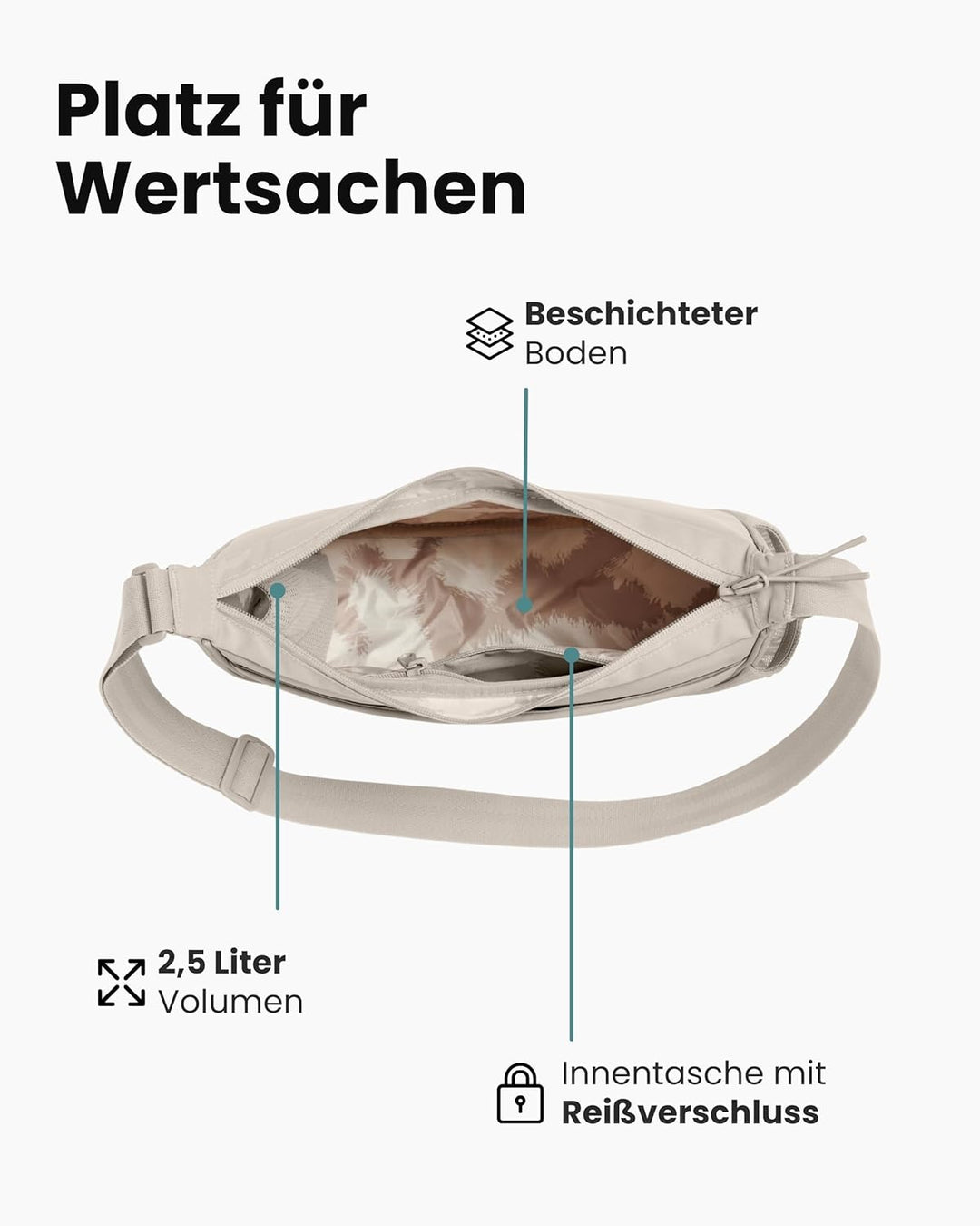 LARKSON Half Moon Bag Hundetasche Beige - Fiete - Umhängetasche für Gassi Gehen - Leckerlitasche mit