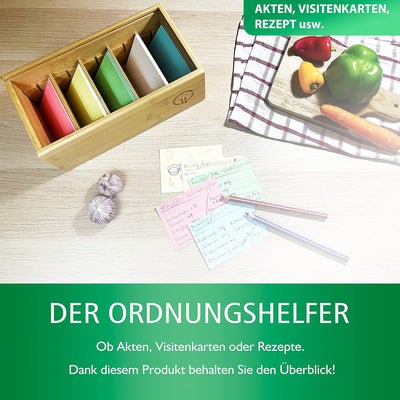 GP Get Productive Karteikasten für 1000 DIN A7 Karteikarten, inkl. 4 einstellbaren Trennbrettern der