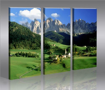 islandburner Bild Bilder auf Leinwand Val Di Funes Dolomiten XXL Poster Leinwandbild Wandbild Dekoar