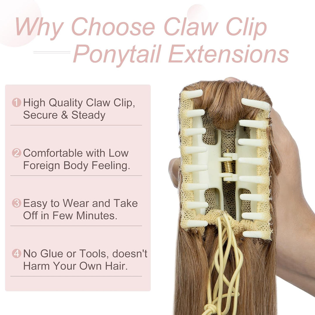 Haarteile Echthaar Ponytail Extension Clip in Pferdeschwanz Extensions Echthaar Glatt Zopf Haarverlä