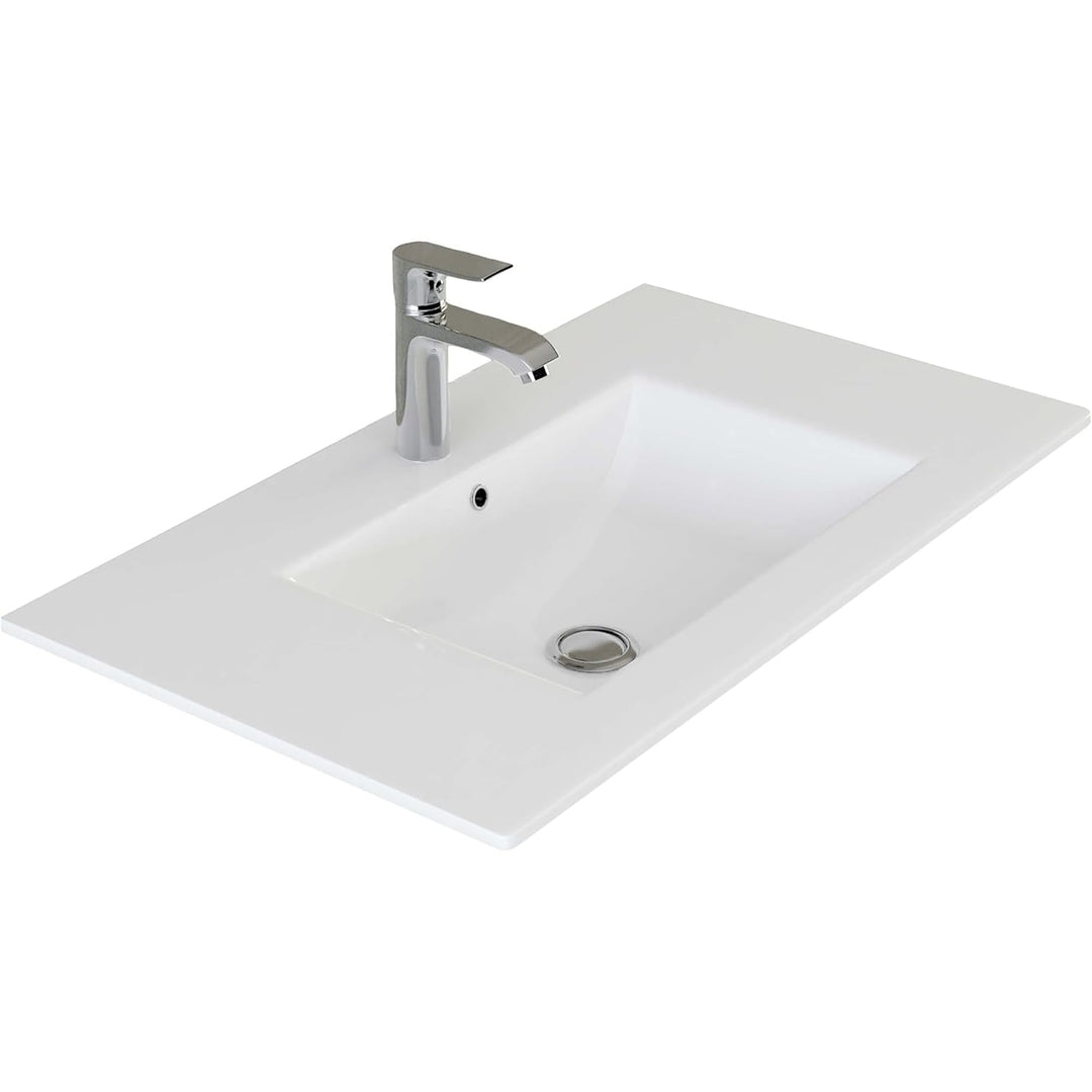VILSTEIN Keramik Einbau-Waschbecken, 100cm, Weiss, Mit Überlauf, Einsatz-Waschbecken, Waschtisch 100