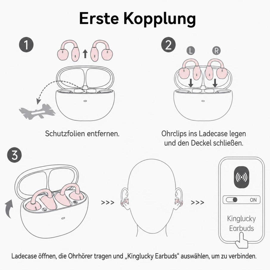 Kinglucky Verbesserte Clip On Kopfhörer mit Bequemem Sitz &amp; Kristallklarem Klang, 50 Stunden Spielze