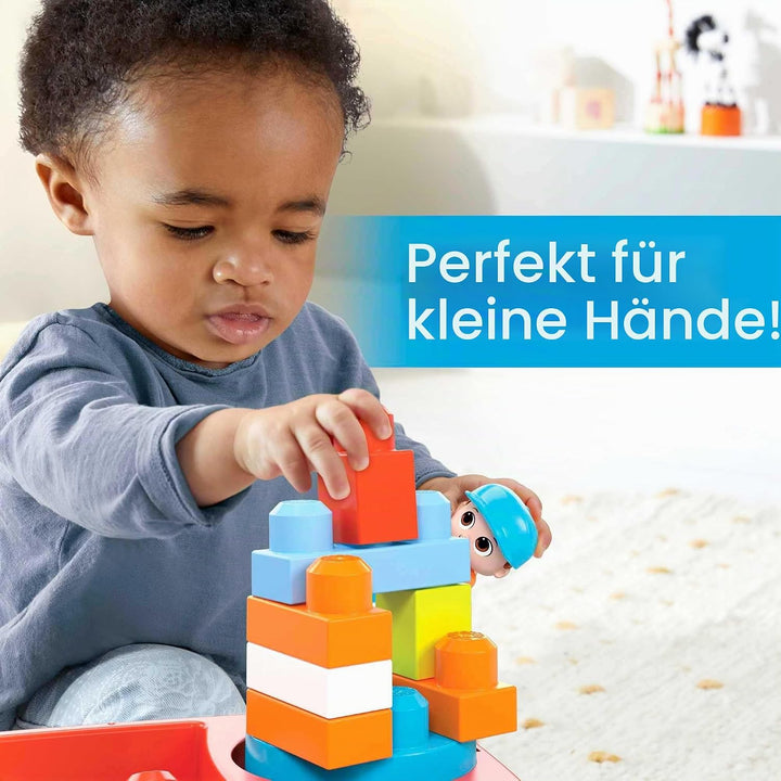 MEGA HHN00 - MEGA BLOKS Bauset Drehwagen für Bausteine mit 1 Drehwagen, 19 Bausteinen und 1 Figur, S