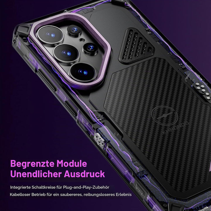 Tilta Khronos Galaxy S26 Ultra Hülle Space Gray, Kamerakäfig mit Quick-Release Snap-In, integrierten