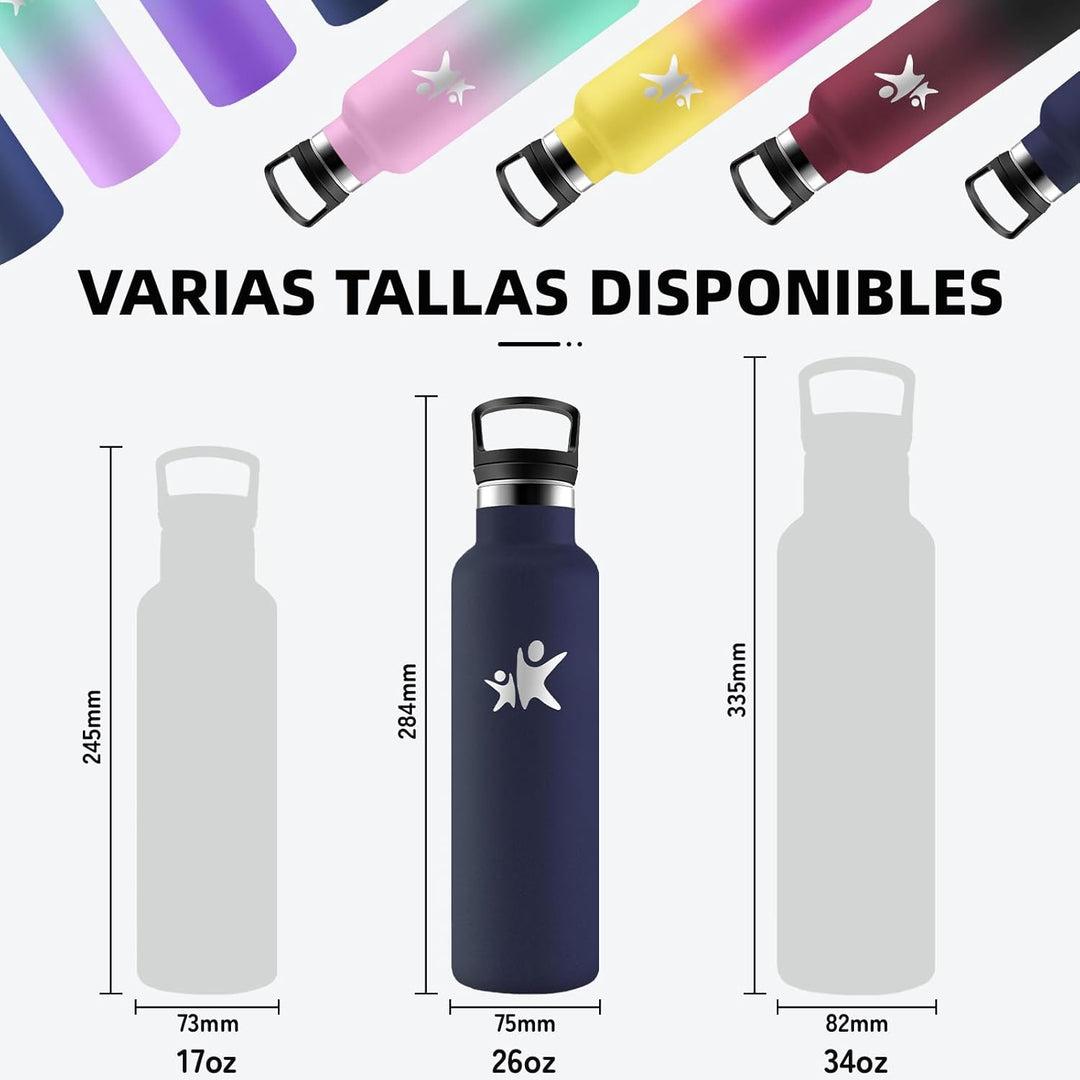 Trinkflasche Edelstahl, Wasserflasche 750ml, BPA-Frei, Thermosflasche mit Strohhalm, Isolierflasche