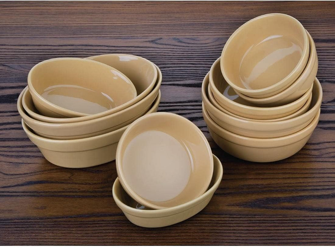 Olympia Steingut Set aus ovalen Schalen (6 Stück), Erdton Braun, Grösse: 44(H)x 145(B)x 104(T)mm, ov
