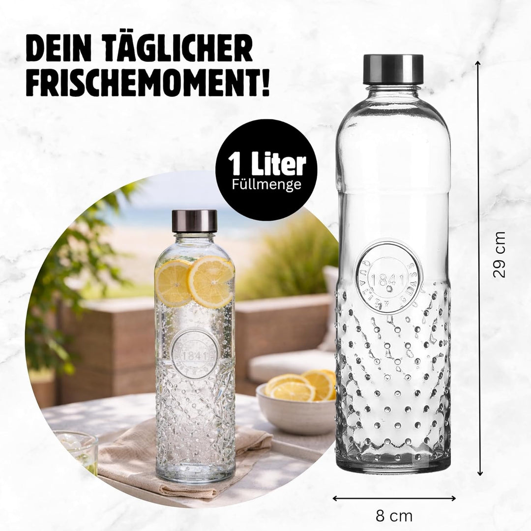 Seaside No.64 - Glasflasche Wasserflasche Trinkflasche Karaffe Blumenvase - transparent Retro Vinatg
