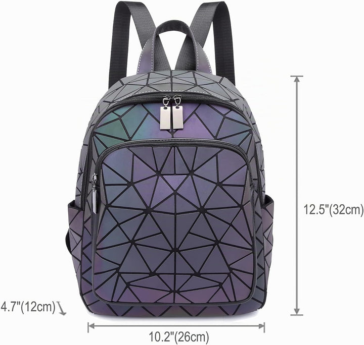 RANSUU Geometrische Taschen Reflektierend Rucksack Damen, Handtasche Holographic Holo Schultertasche
